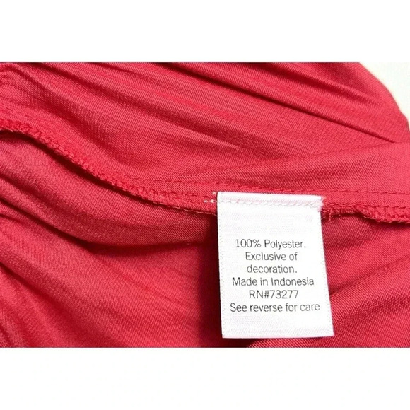 Nine West Red V-Neck Long Sleeve Pullover Pleated Dressy Blouse Top size S New - Picture 9 of 10
